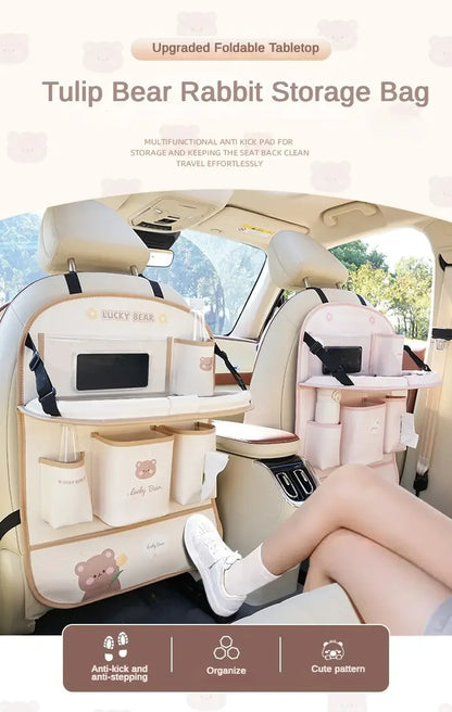 Leather Deluxe Car Seat Back Organizer-Multi-Function Storage