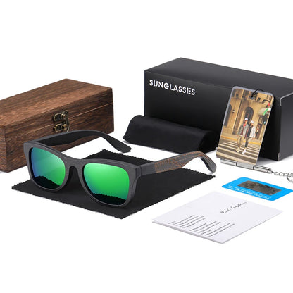GM Handmade Black Bamboo Wooden Frame Sunglasses