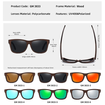 GM Natural Bamboo Wooden Sunglasses Polarized Glasses
