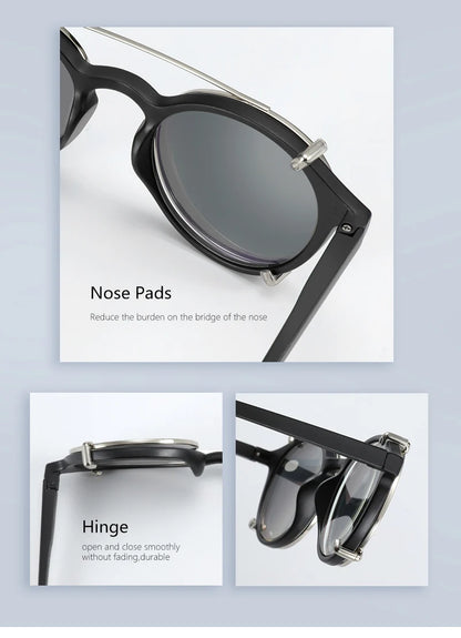 Steampunk Style Clip On Sunglasses for Men Women