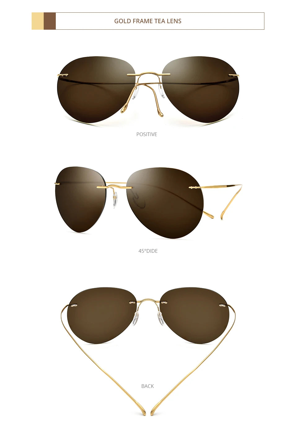 Titanium Rimless Sunglasses Men Ultralight Frameless