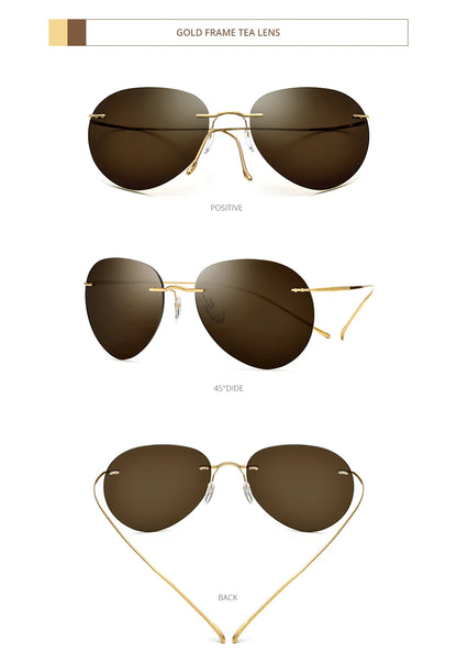 Titanium Rimless Sunglasses Men Ultralight Frameless