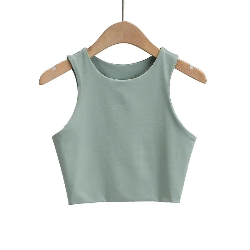 Summer Fashion Women Sexy Slim Tops O-neck Sleeveless