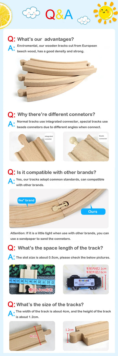New Kinds Wooden Track Parts Beech Wooden Railway Train