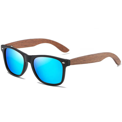 GM Handmade Walnut Wooden Eyewear Polarized Mirror Sunglasses