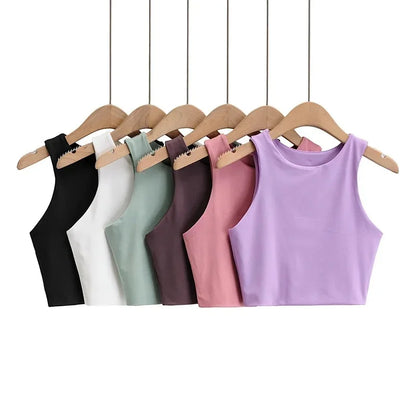 Summer Fashion Women Sexy Slim Tops O-neck Sleeveless