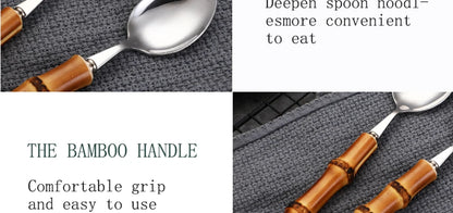 Natural Bamboo Handle Cutlery Set Tableware