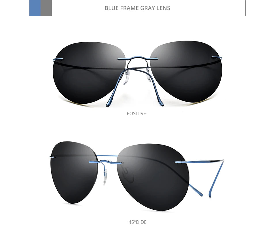 Titanium Rimless Sunglasses Men Ultralight Frameless