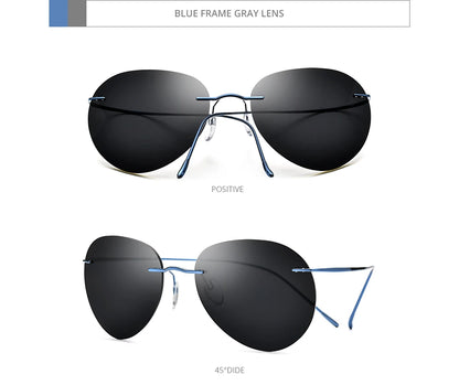 Titanium Rimless Sunglasses Men Ultralight Frameless