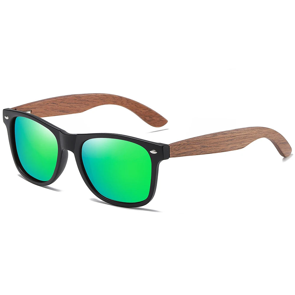 GM Handmade Walnut Wooden Eyewear Polarized Mirror Sunglasses