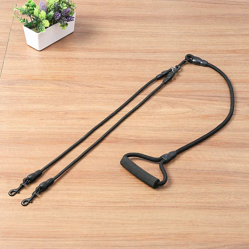 Pet Dog Leash Nylon Rope Double Dual Two Heads Dogs Leash