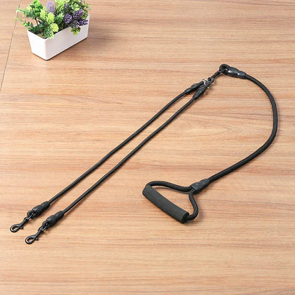 Pet Dog Leash Nylon Rope Double Dual Two Heads Dogs Leash