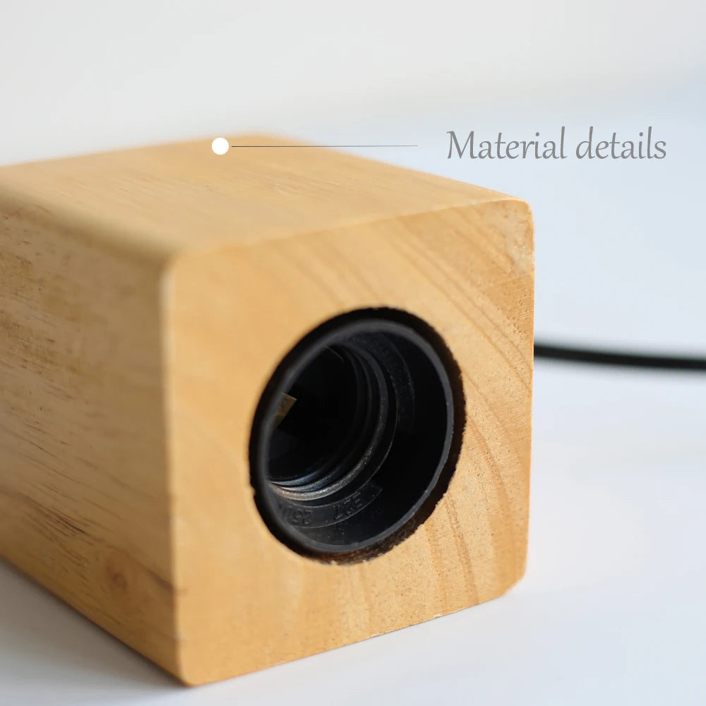 Modern Wood Table Lamps E27 Retro Desk Decora Light