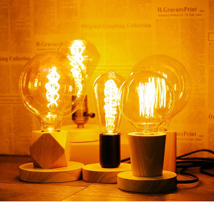Modern Wood Table Lamps E27 Retro Desk Decora Light