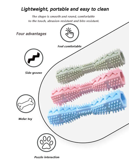 Dog Toothbrush Durable Dog Chew Toy Stick Soft Rubber