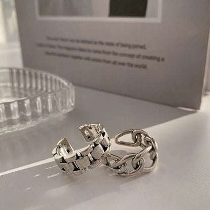 VENTFILLE 925 Sterling Silver Finger Rings Hollow Chain