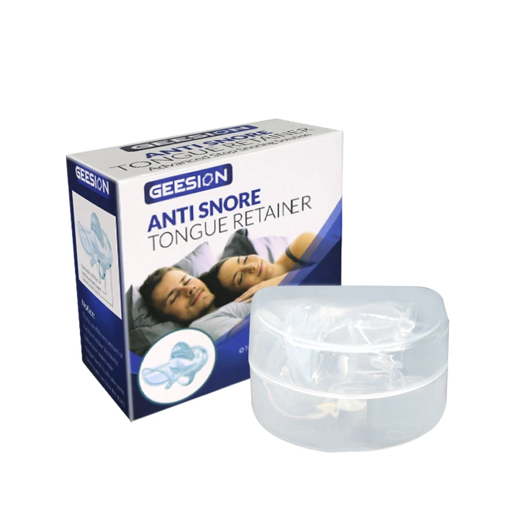 1pcs/1box Silicone Anti Snoring Tongue Retaining Device Sleep