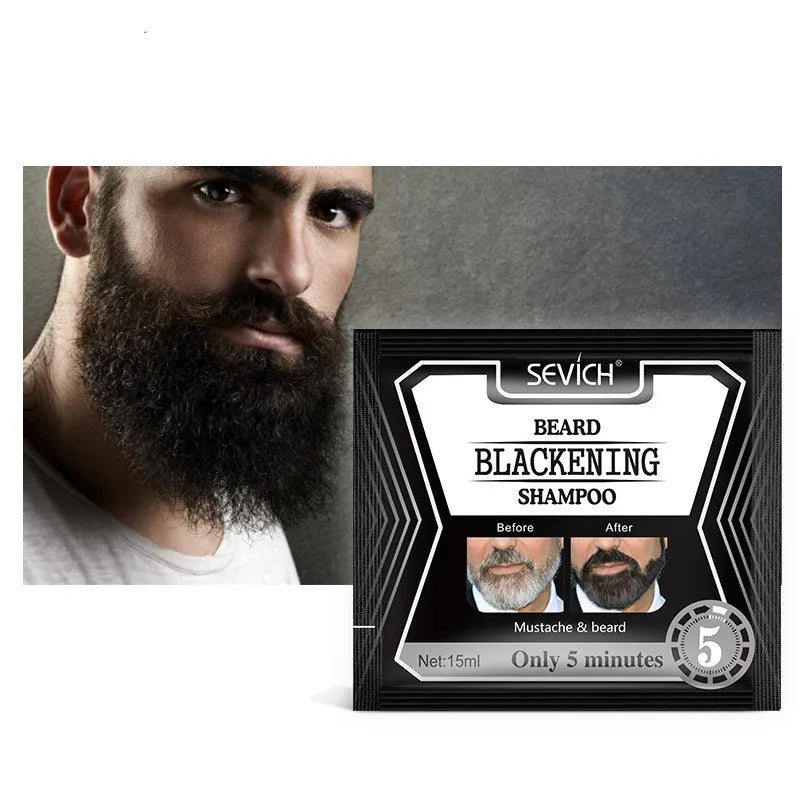 5 piecess 5 Minutes Men Efficient Blackening Beard Coloring Shampoo