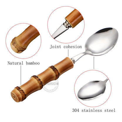Natural Bamboo Handle Cutlery Set Tableware