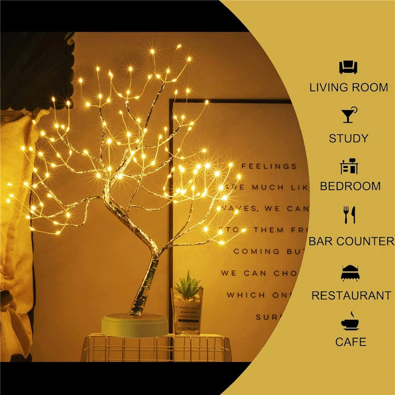 LED Night Light Mini Christmas Tree Copper Wire Garland