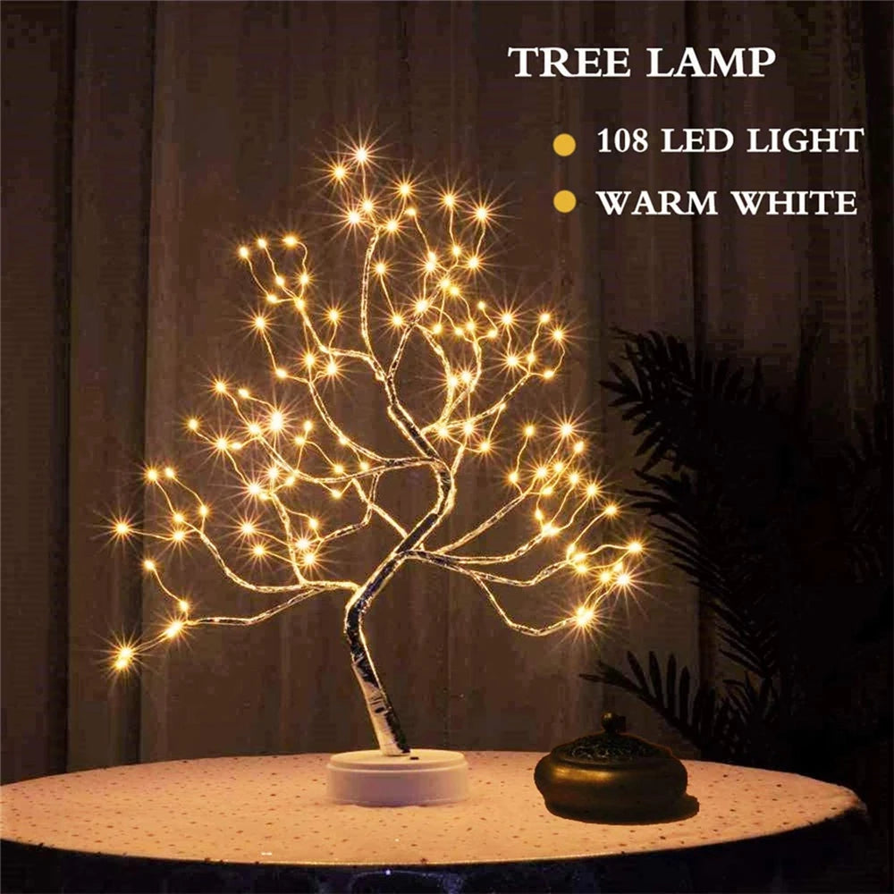 LED Night Light Mini Christmas Tree Copper Wire Garland