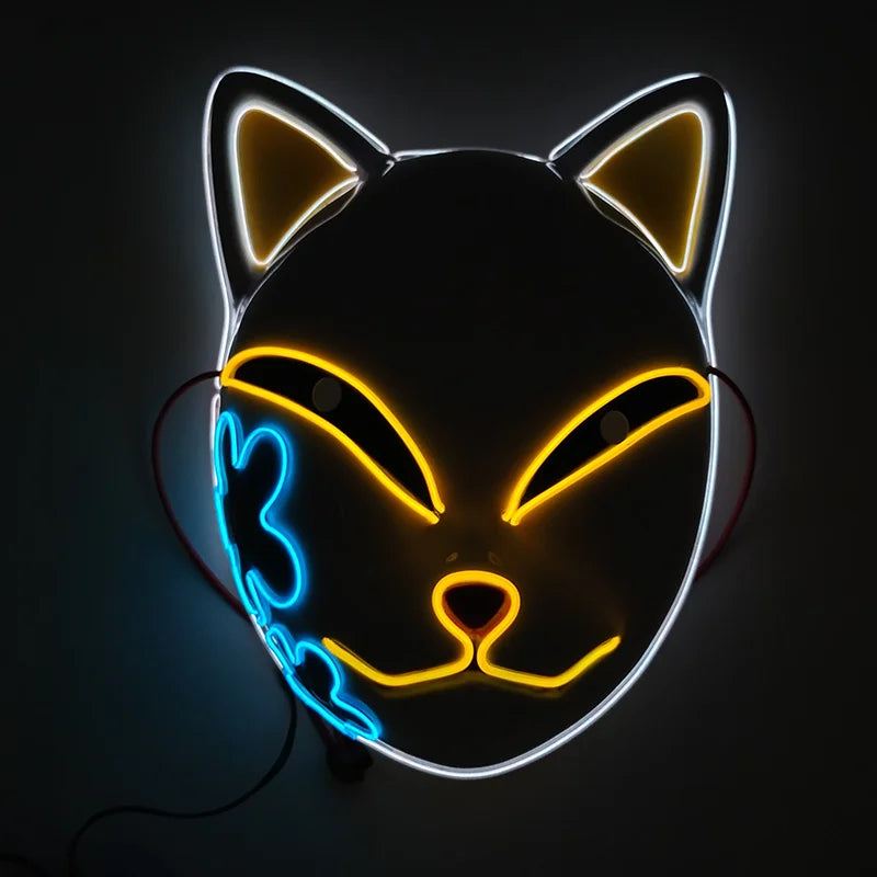 Glowing  Demon Slayer Mask Cosplay Japanese Cartoon