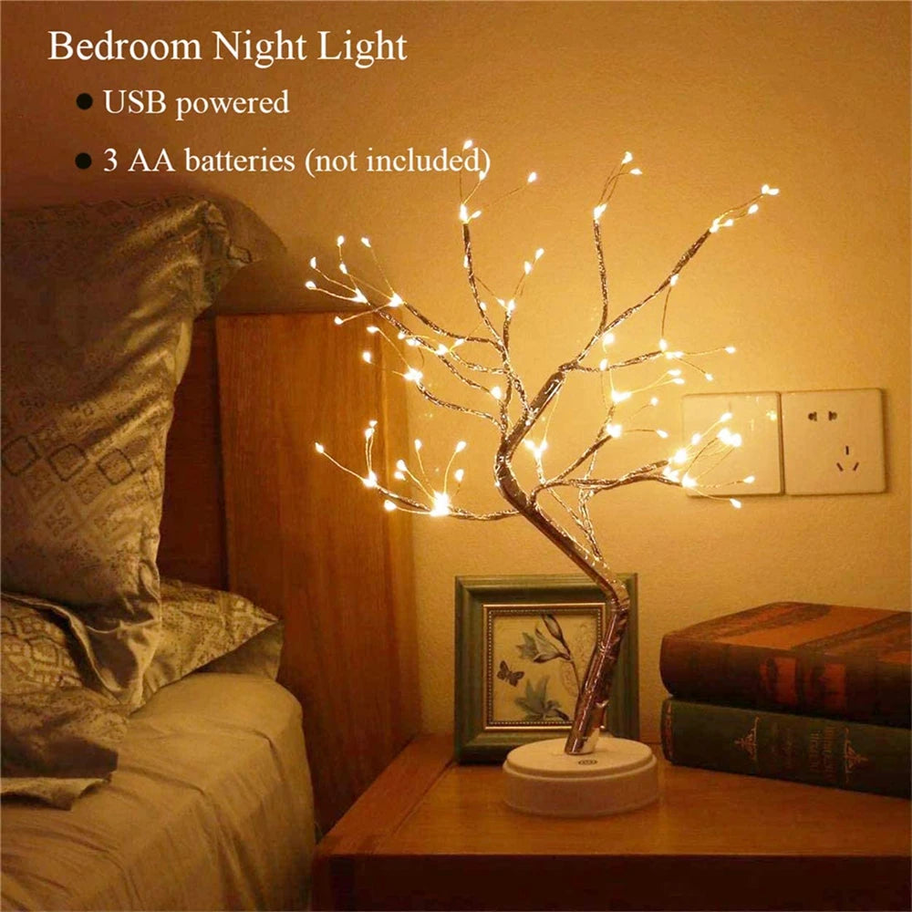 LED Night Light Mini Christmas Tree Copper Wire Garland