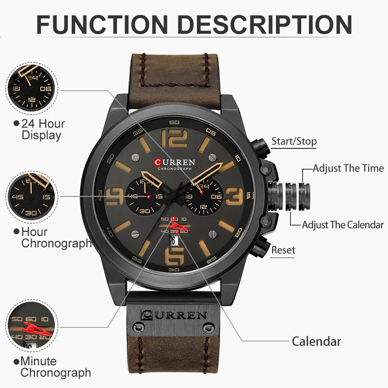 CURREN Mens Watches Top Luxury Brand Sport Wrist Watch