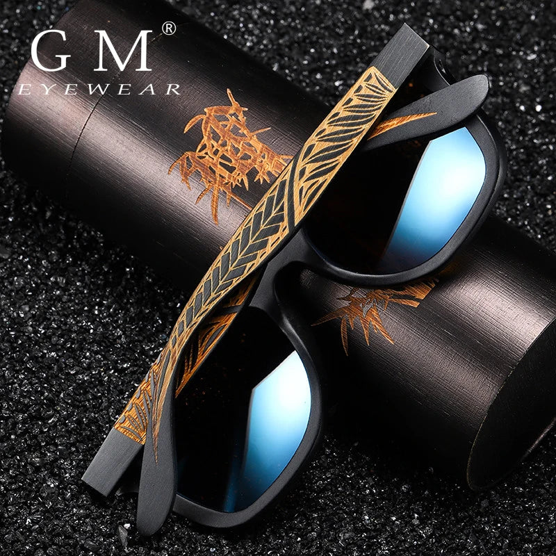 GM Handmade Black Bamboo Wooden Frame Sunglasses