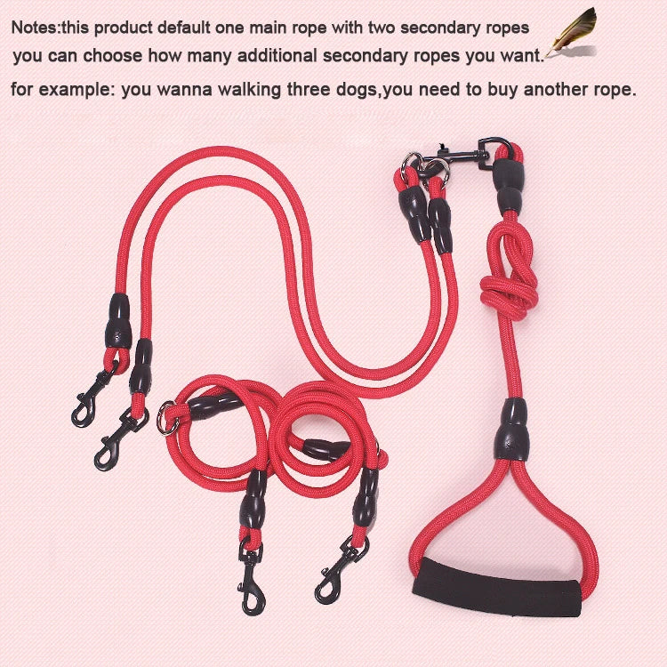 Pet Dog Leash Nylon Rope Double Dual Two Heads Dogs Leash