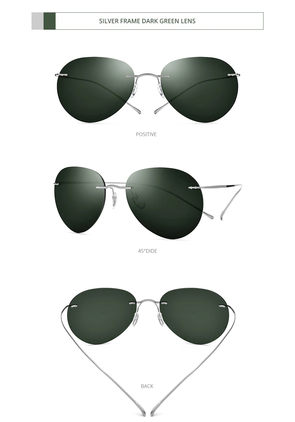 Titanium Rimless Sunglasses Men Ultralight Frameless
