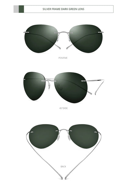 Titanium Rimless Sunglasses Men Ultralight Frameless