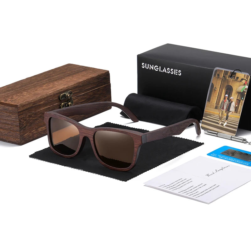 GM Natural Bamboo Wooden Sunglasses Polarized Glasses