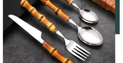 Natural Bamboo Handle Cutlery Set Tableware