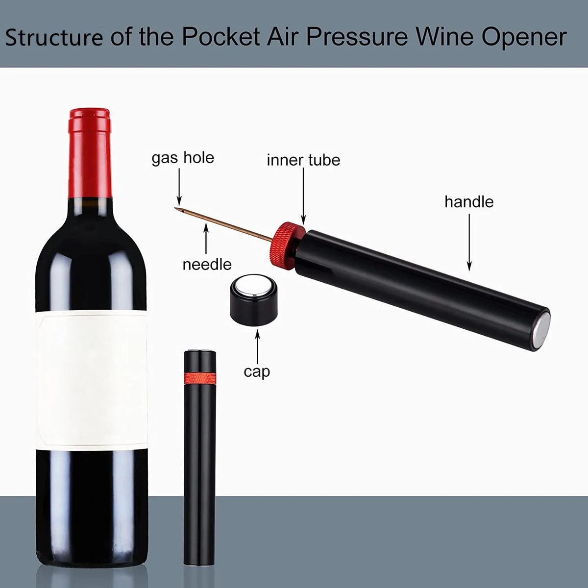 Portable Wine Opener Wine Air Pressure Pump Bottle Corkscrew