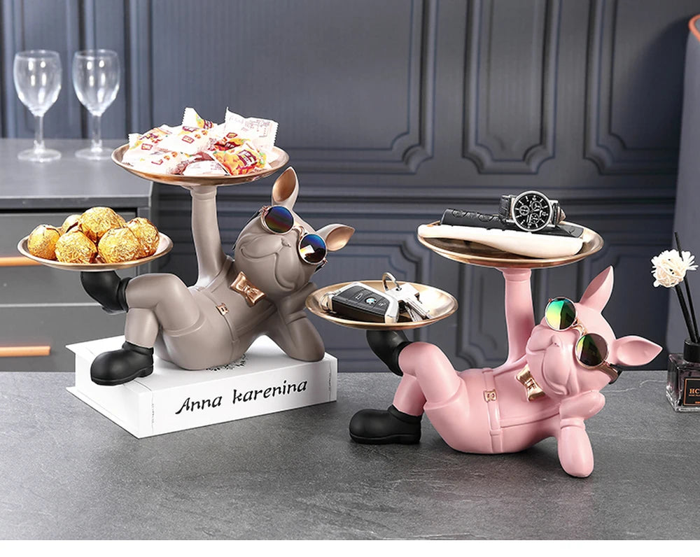 Bulldog Animal Figurines Cool Dog Statue Sculpture Decoration