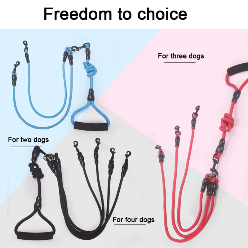 Pet Dog Leash Nylon Rope Double Dual Two Heads Dogs Leash