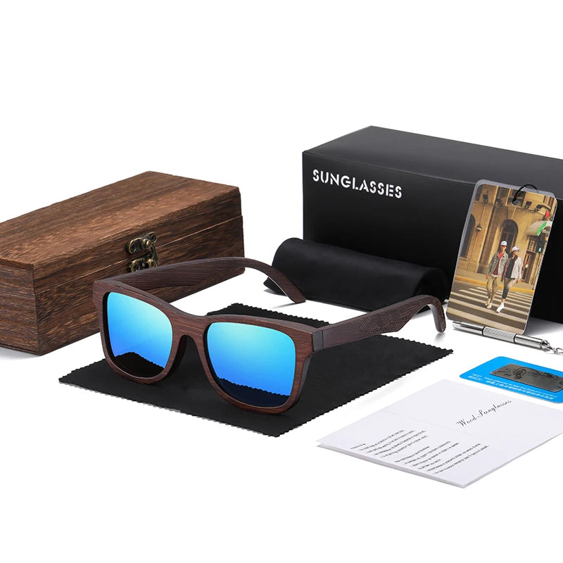 GM Natural Bamboo Wooden Sunglasses Polarized Glasses
