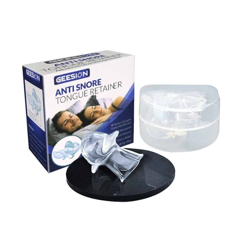 1pcs/1box Silicone Anti Snoring Tongue Retaining Device Sleep