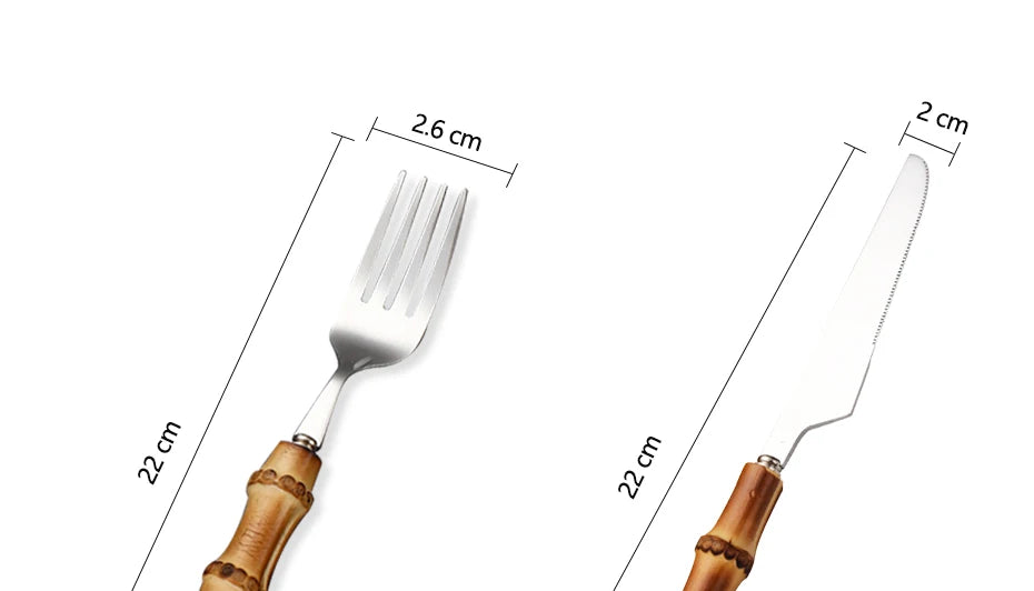 Natural Bamboo Handle Cutlery Set Tableware