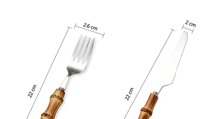 Natural Bamboo Handle Cutlery Set Tableware