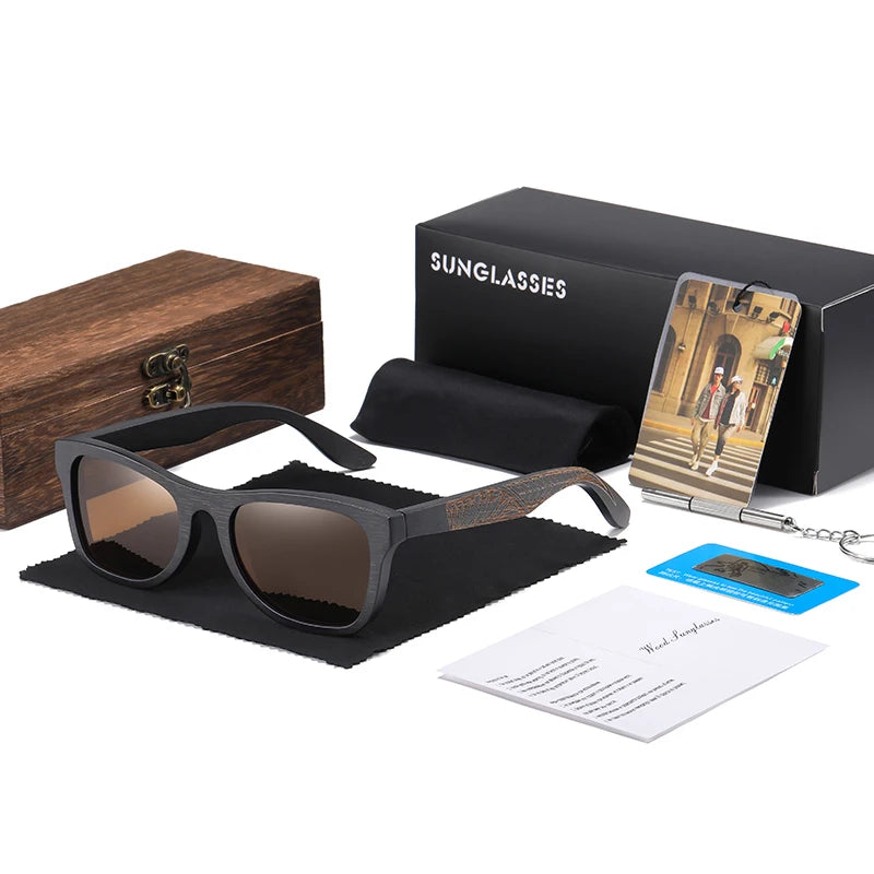 GM Handmade Black Bamboo Wooden Frame Sunglasses