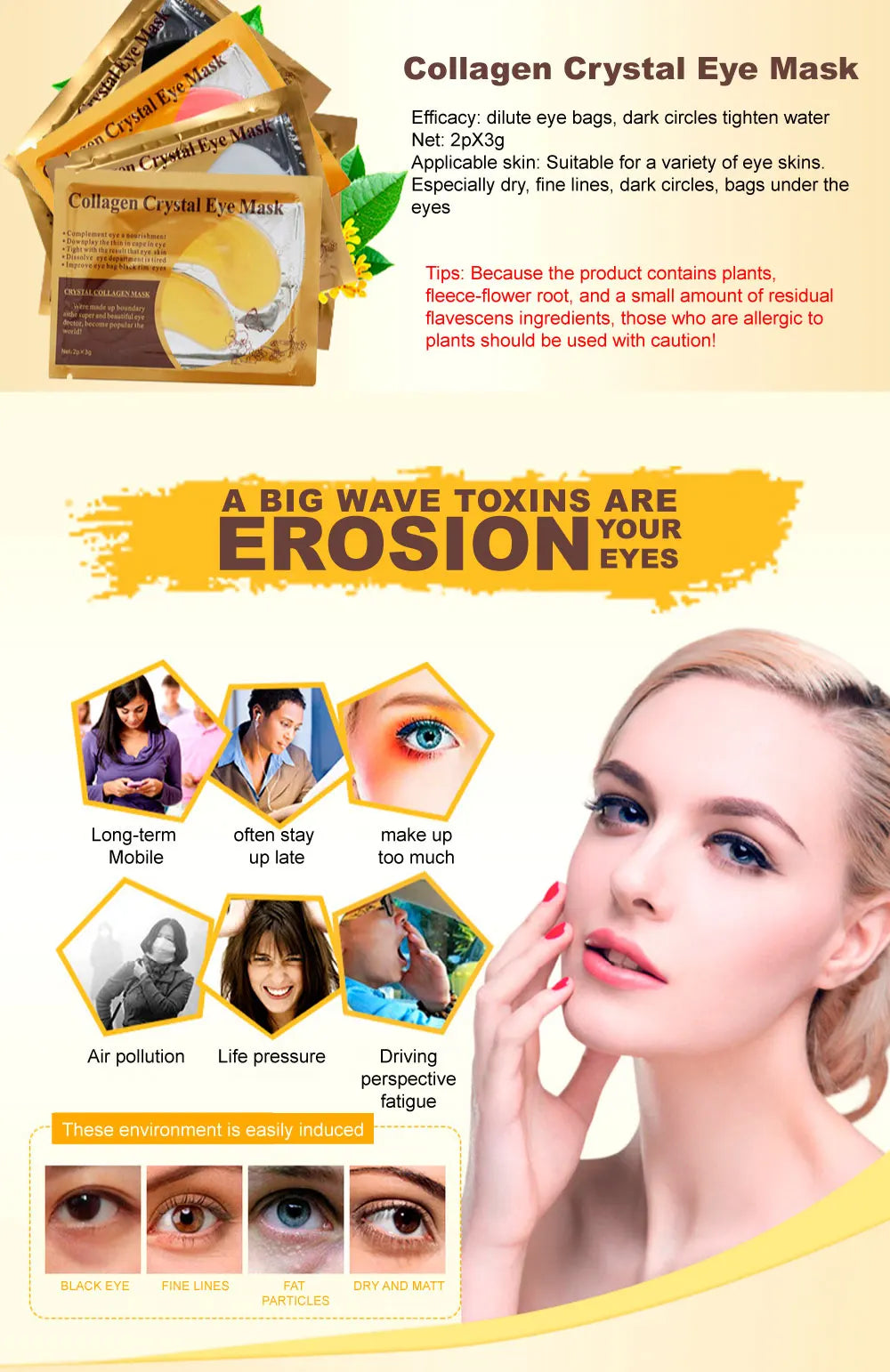 Gold Collagen Crystal Eye Mask Moisturizing Skin Care