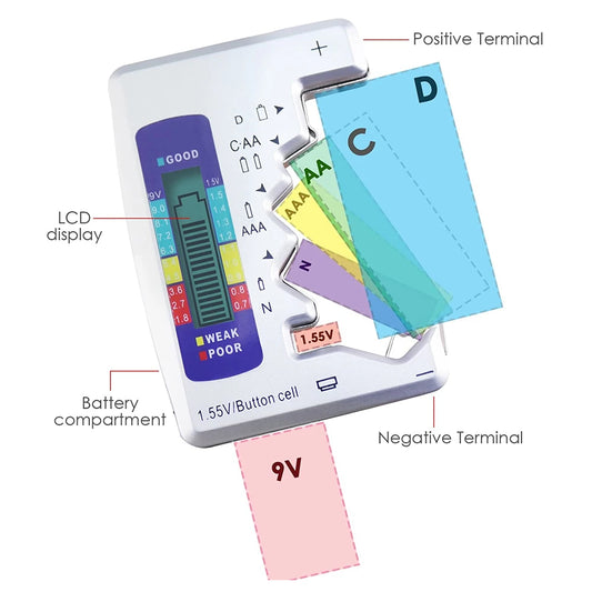 Digital Battery Tester LCD Display Button Cell Battery