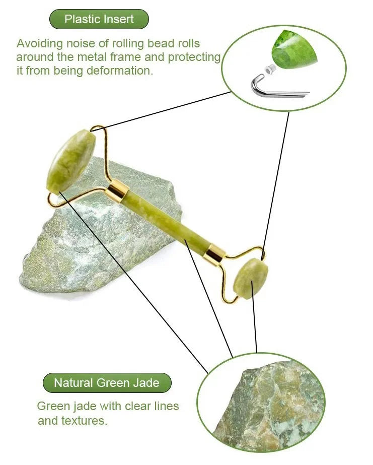 100% Natural Stone Gua Sha & Jade Roller Set