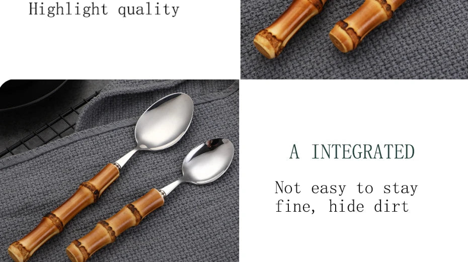Natural Bamboo Handle Cutlery Set Tableware