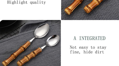 Natural Bamboo Handle Cutlery Set Tableware