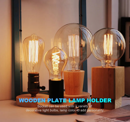 Modern Wood Table Lamps E27 Retro Desk Decora Light