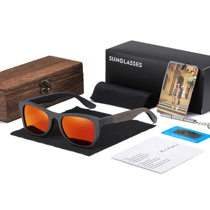 GM Handmade Black Bamboo Wooden Frame Sunglasses