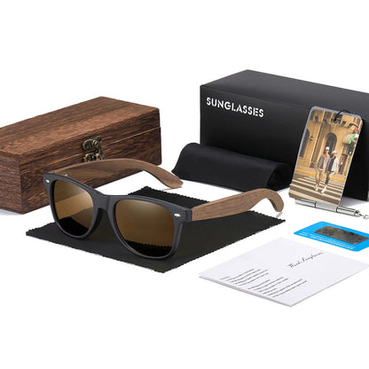 GM Handmade Walnut Wooden Eyewear Polarized Mirror Sunglasses
